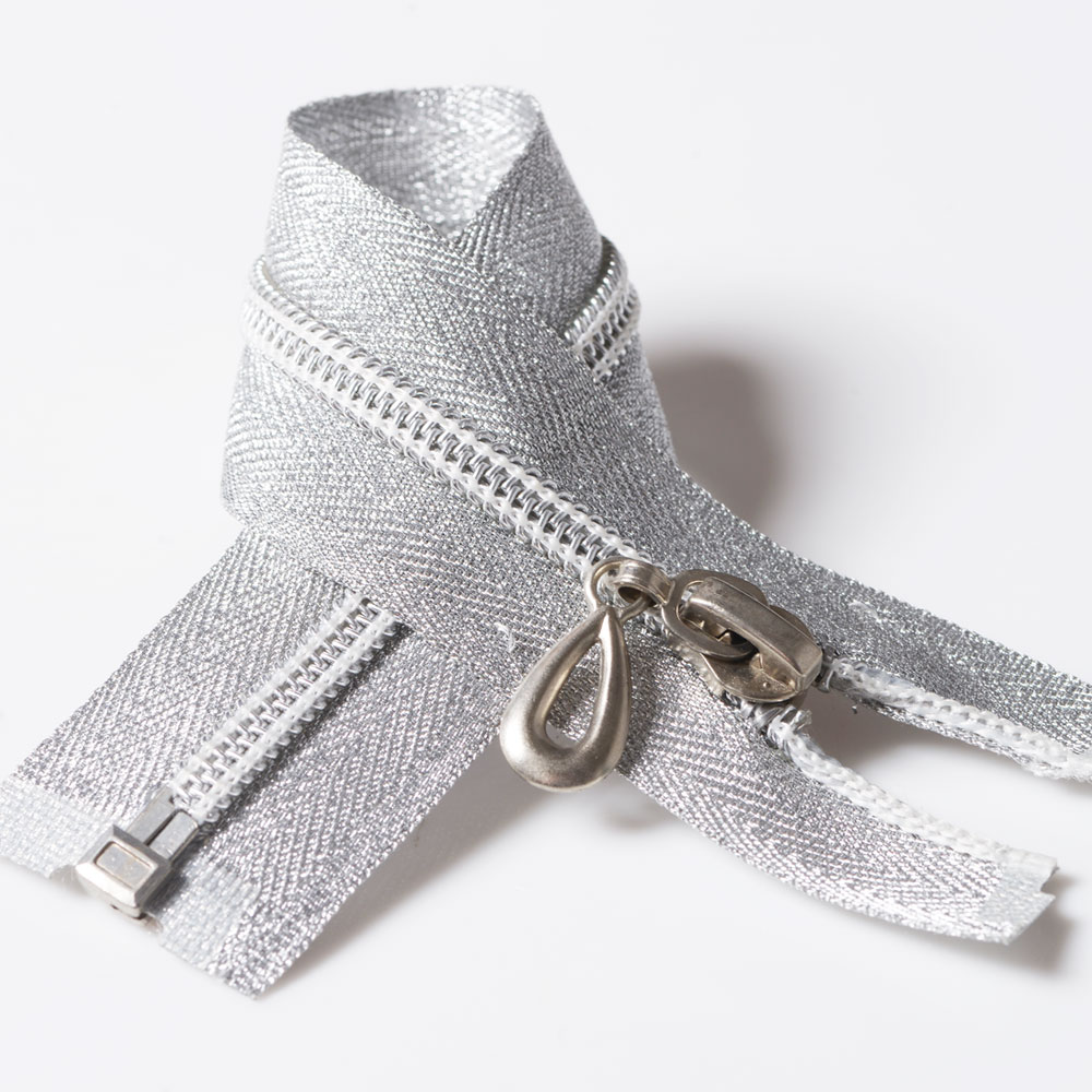 5# Nylon Zipper with Gold/Silver Fabric & Teeth